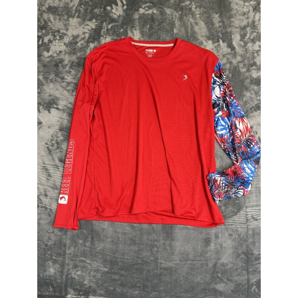 Reel Legends Freeline Red Long Sleeve Shirt XL Tropical Print